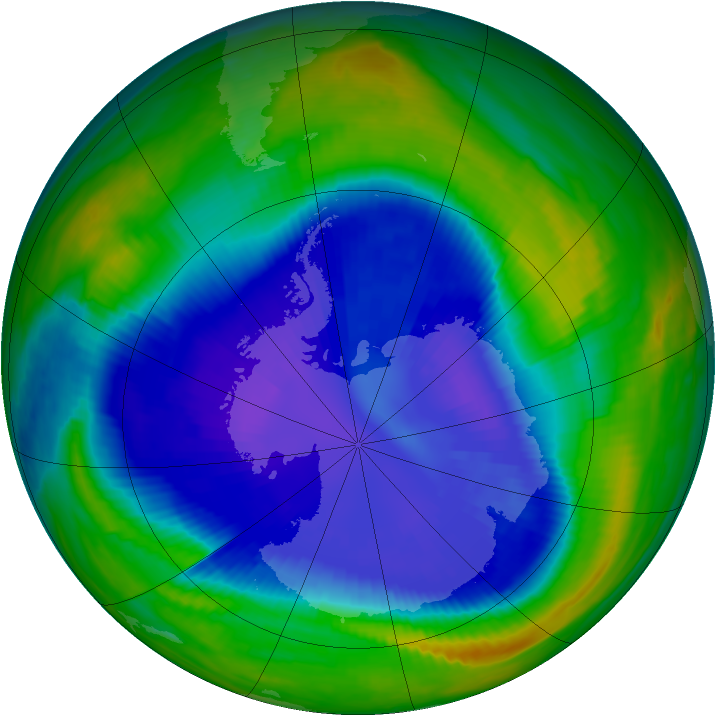 Antarctic ozone map for 10 September 1999